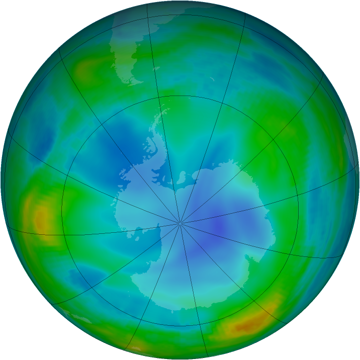Antarctic ozone map for 22 June 2000
